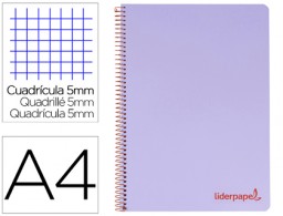 Cuaderno espiral Liderpapel Wonder A4 tapa plástico 120h micro 90g c/5mm. color violeta